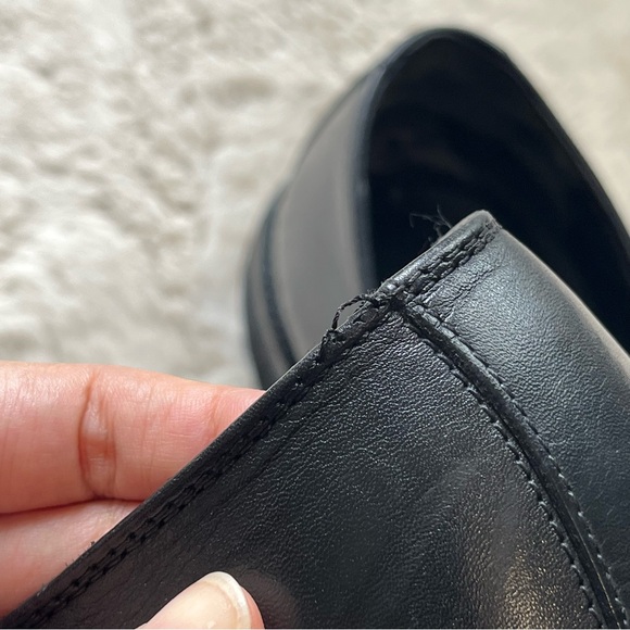 Salvatore Ferragamo Black Leather Loafer Moccasins with Gancini Ornament 12D